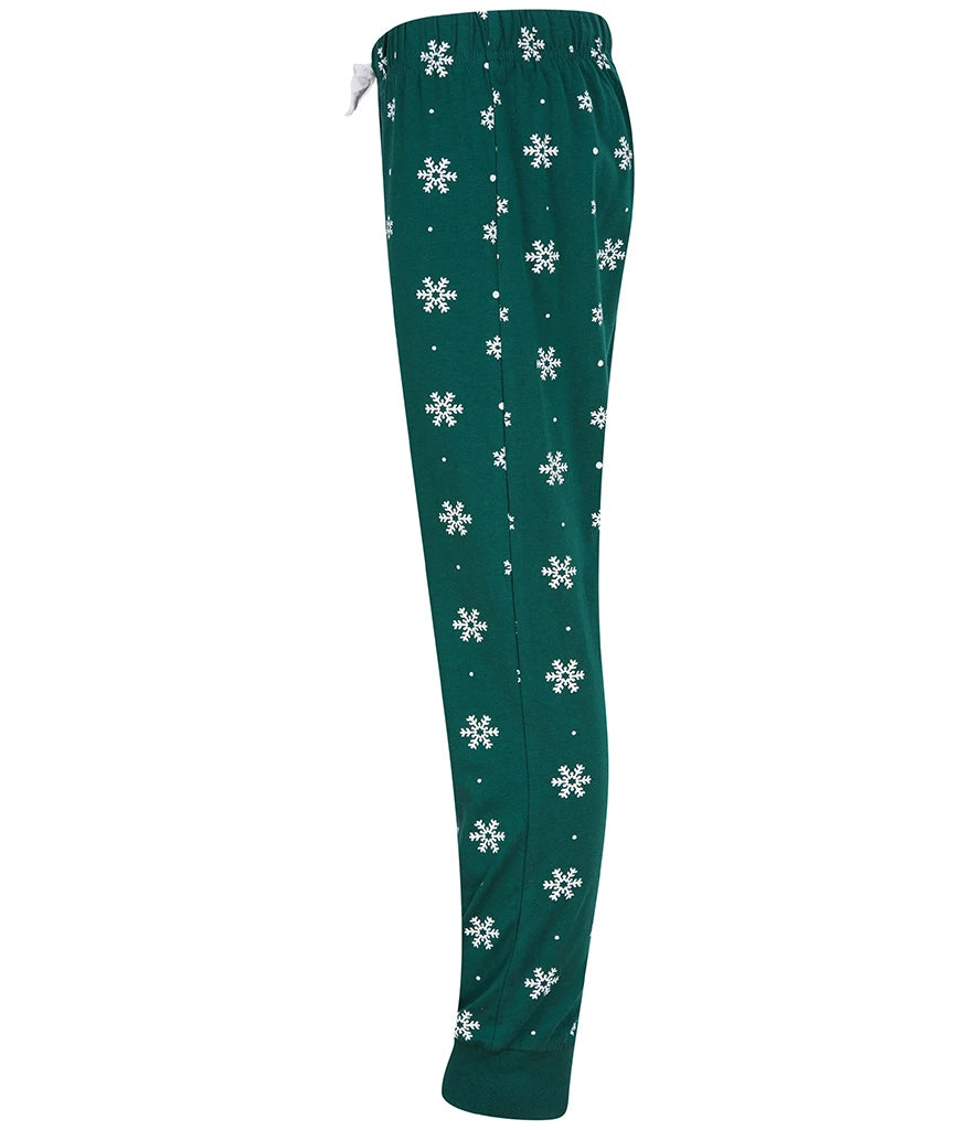 Bottle Green/White Snowflakes