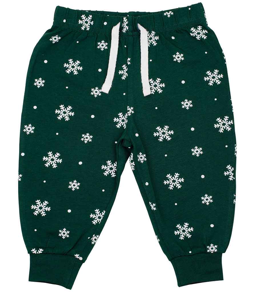 Bottle Green/White Snowflakes