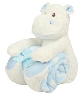 Mumbles Hippo with Printed Fleece Blanket