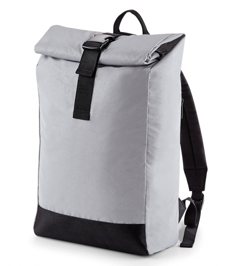 BagBase Reflective Roll-Top Backpack - Fire Label