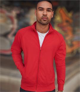red zip up sweatshirt