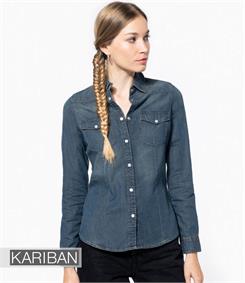 Kariban Ladies Long Sleeve Denim Shirt