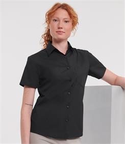 Russell Collection Ladies Short Sleeve Easy Care Poplin Shirt