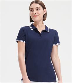 SOLS Ladies Pasadena Tipped Pique Polo Shirt