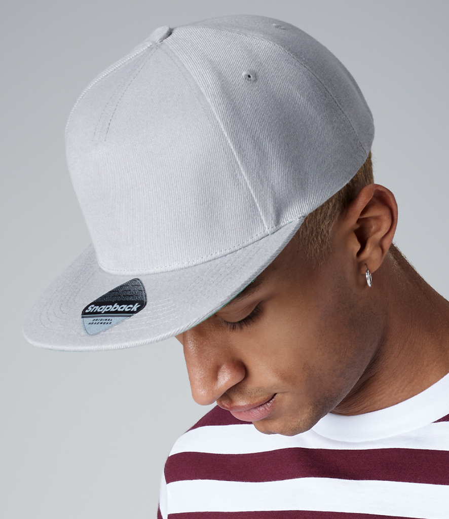 Beechfield Original Flat Peak Snapback Cap - Fire Label