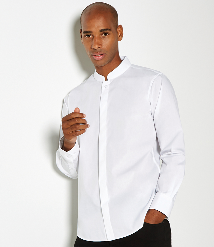 Fashion Mens Kustom Kit Mandarin Collar Fitted Long Sleeve Shirt ...
