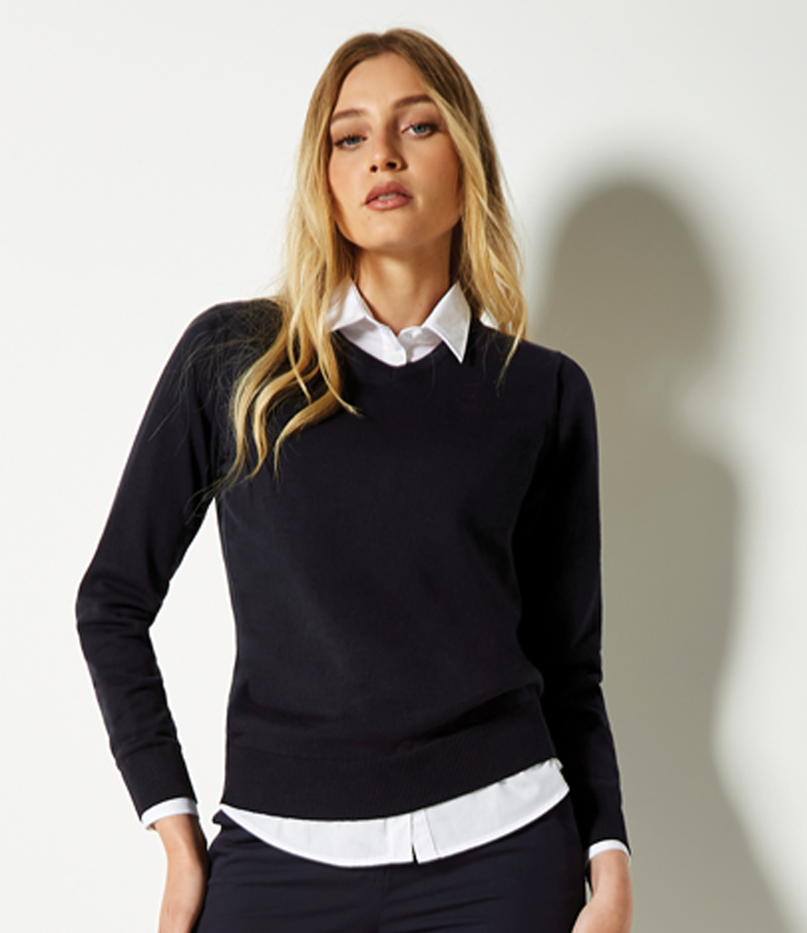 Kustom Kit Ladies Arundel V Neck Sweater - Fire Label