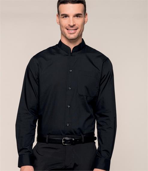 Kariban Long Sleeve Mandarin Collar Shirt - Fire Label